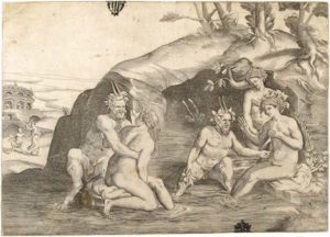 Tre ninfe e due satiri al bagno